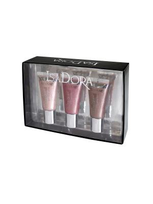Подарочный набор Блески для губ Gloss glace 07, 13, 15, 3*8мл ISADORA. Цвет: коричневый, кремовый, розовый