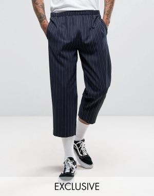 Свободные брюки в полоску Inspired Reclaimed Vintage. Цвет: темно-синий