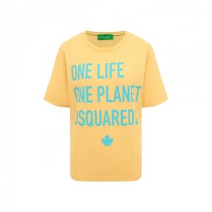 Хлопковая футболка Dsquared2. Цвет: жёлтый