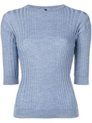 Пуловер в рубчик с укороченными рукавами Sara Lanzi. Цвет: синий
