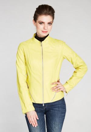 Куртка кожаная Mondial. Цвет: желтый