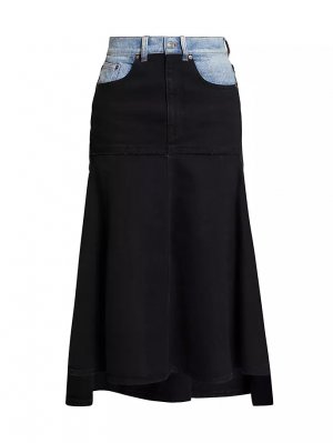 Контрастная джинсовая юбка-миди , цвет contrast wash Victoria Beckham