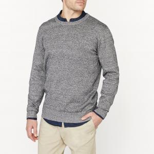 Пуловер с круглым вырезом из смесовой ткани льна La Redoute Collections. Цвет: бежевый меланж,кирпичный меланж,синий меланж,хаки меланж