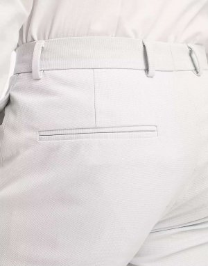 Серые ледяные свадебные костюмные брюки скинни с микротекстурой ASOS. Цвет: серый