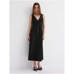 Платье-комбинация YULIASWAY, атлас, полуприлегающее, миди, размер XL, черный YULIA'SWAY. Цвет: черный