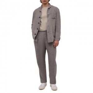 Льняной костюм Giorgio Armani. Цвет: серый