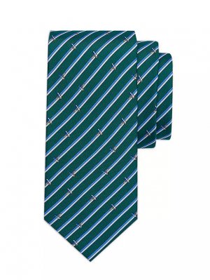 Шелковый галстук в полоску с малярным валиком , зеленый Ferragamo