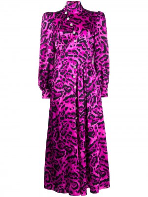 Коктейльное платье с леопардовым принтом Alessandra Rich. Цвет: розовый