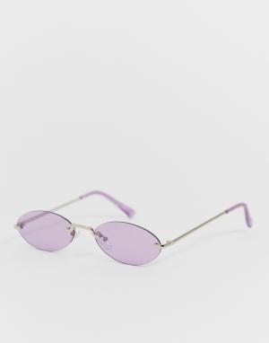 Фиолетовые солнцезащитные очки без оправы New Look. Цвет: фиолетовый