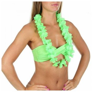 Гавайское ожерелье Цветочки, цвет зеленый салатовый Happy Pirate. Цвет: зеленый/салатовый