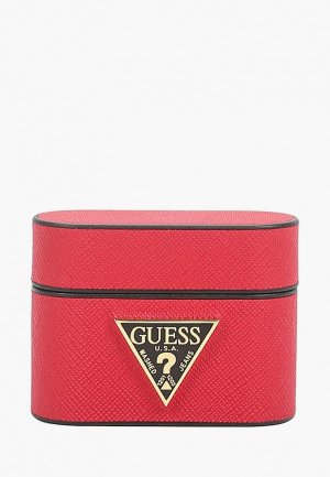 Чехол для наушников Guess Airpods Pro, Saffiano PU leather case with metal logo Red. Цвет: красный