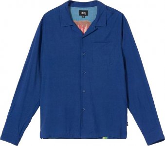 Рубашка Big Poppy Long-Sleeve Shirt 'Blue', синий Stussy