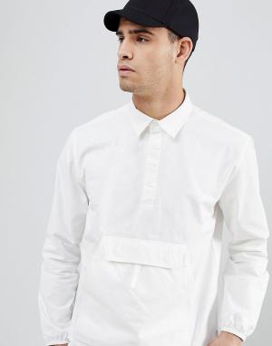 Белая рубашка без застежки с карманом-кенгуру Penfield. Цвет: белый