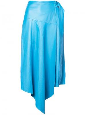 Асимметричная драпированная юбка-миди Tibi. Цвет: синий
