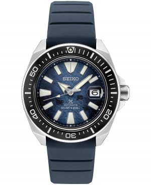 Мужские автоматические часы Prospex Diver темно-синие с силиконовым ремешком, 45 мм Seiko