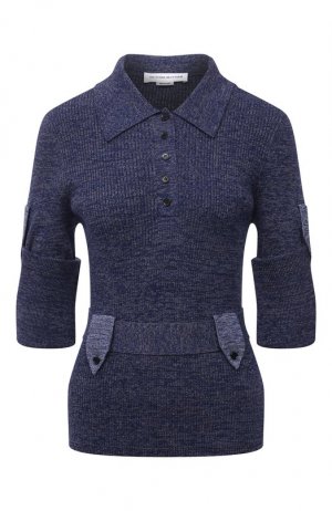 Хлопковый пуловер Victoria Beckham. Цвет: синий