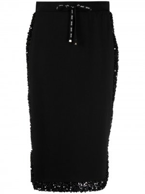 Декорированная юбка миди с кулиской LIU JO. Цвет: черный