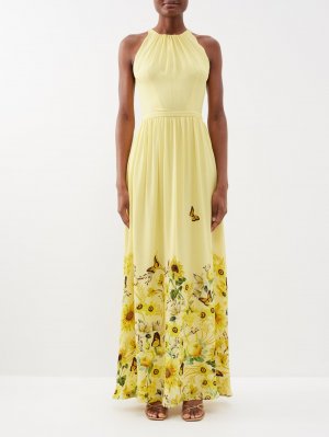 Платье макси gardenia из шелкового жоржета с цветочным принтом , желтый Mary Katrantzou