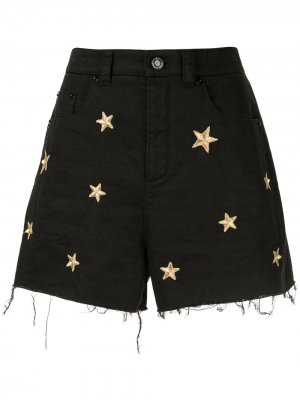 Джинсовые шорты с вышивкой Saint Laurent. Цвет: черный