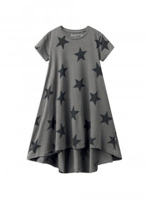 Платье-футболка с завышенной талией и принтом звезд для маленьких девочек Nununu