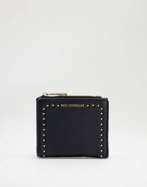 Кожаный кошелек черного цвета с заклепками -Черный цвет Paul Costelloe