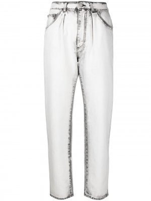 Зауженные джинсы из вареного денима Alberta Ferretti. Цвет: белый