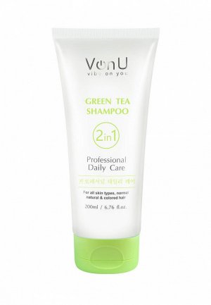 Шампунь Von U с зеленым чаем / Для нормальной и жирной кожи головы Green Tea Shampoo 200 мл. Цвет: белый