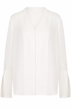 Шелковая блуза с V-образным вырезом Elie Tahari. Цвет: белый