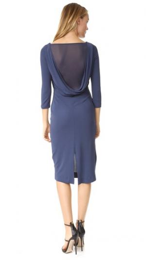 Платье с открытой спиной и драпировкой ST Olcay Gulsen. Цвет: голубой