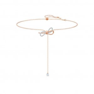 Ожерелье Lifelong Bow в форме буквы Y из розового золота с прозрачными кристаллами 5447082 для женщин Swarovski