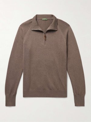 Хлопковый свитер с молнией наполовину SID MASHBURN, коричневый Mashburn