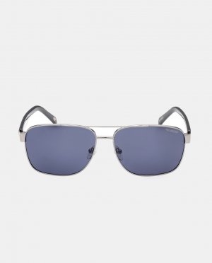 Серые металлические прямоугольные солнцезащитные очки с поляризованными линзами , серый Skechers