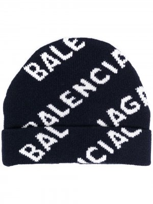 Шапка бини с логотипом Balenciaga. Цвет: синий