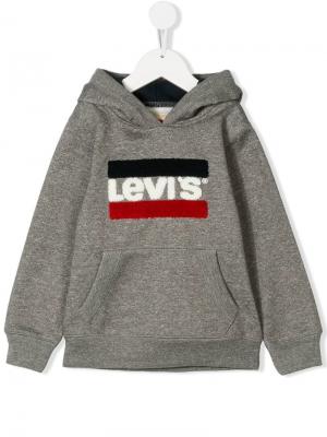 Levis Kids худи с логотипом фактуры полотенца Levi's. Цвет: серый