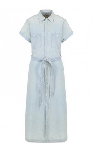 Джинсовое платье-рубашка с поясом Polo Ralph Lauren. Цвет: голубой