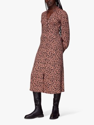 Платье миди с нечетким леопардовым принтом , Розовый/Мульти Whistles