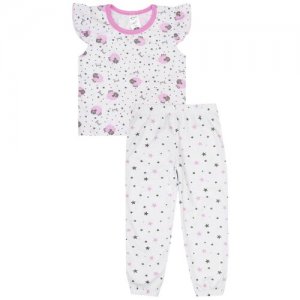 2810496 Пижама: футболка, брюки SLEEPY CHILD, Котмаркот, размер 110, состав: 100% хлопок, цвет Белый KotMarKot. Цвет: белый/розовый
