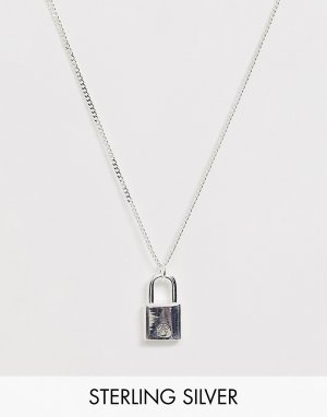 Серебряная цепочка с подвеской в виде подвесного замка Chained & Able. Цвет: серебряный