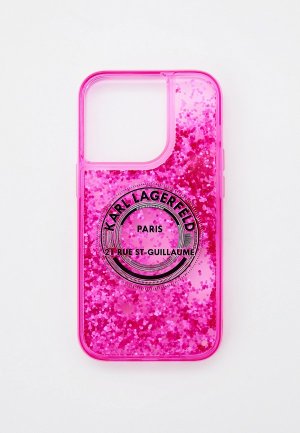 Чехол для iPhone Karl Lagerfeld 14 Pro с жидкими блестками. Цвет: фуксия