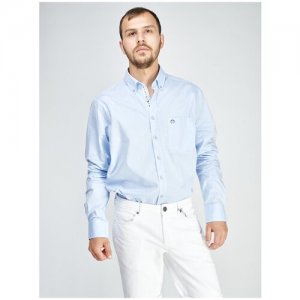 Рубашка с длинными рукавами прямого кроя RU 48-50 / EU 41 L Claudio Campione. Цвет: голубой
