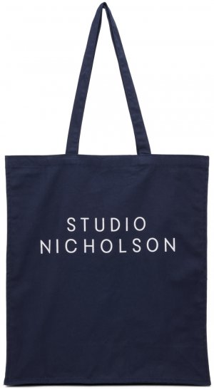 Стандартная сумка с короткими ручками темно-синего цвета Studio Nicholson
