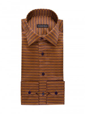 Шелковая классическая рубашка ручной работы , коричневый Stefano Ricci