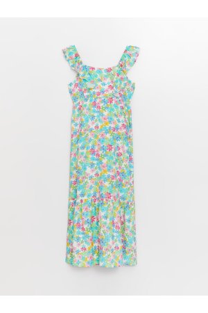 Платье для беременных с U-образным вырезом и цветочным принтом , бирюзовый LC Waikiki