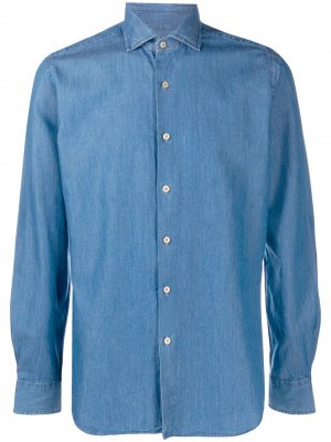 Джинсовая рубашка с длинными рукавами Xacus. Цвет: синий