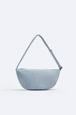 Маленькая сумка на плечо из денима Zara, синий ZARA