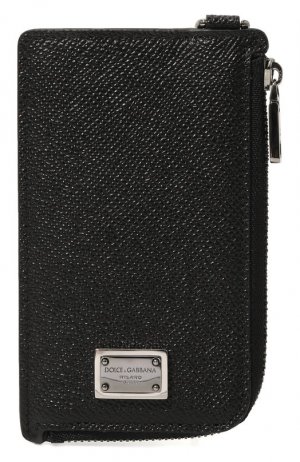 Кожаный футляр для кредитных карт Dolce & Gabbana. Цвет: чёрный