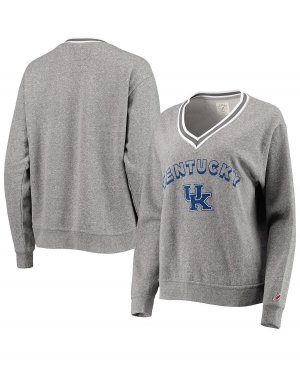 Женский серый пуловер с треугольным вырезом Kentucky Wildcats Victory Springs, толстовка v-образным League Collegiate Wear