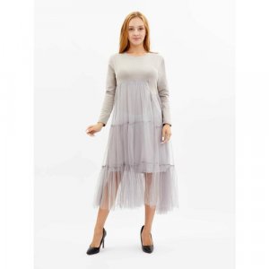 Платье размер 44/48, серый Alina. Цвет: серый/светло-серый