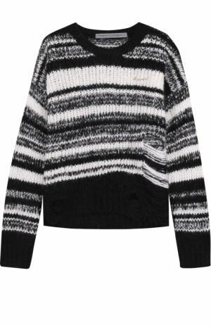 Пуловер фактурной вязки с круглым вырезом Raquel Allegra. Цвет: черно-белый