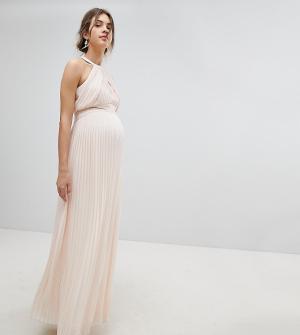 Эксклюзивное перламутрово-розовое плиссированное платье макси для подружки невесты -Розовый TFNC Maternity